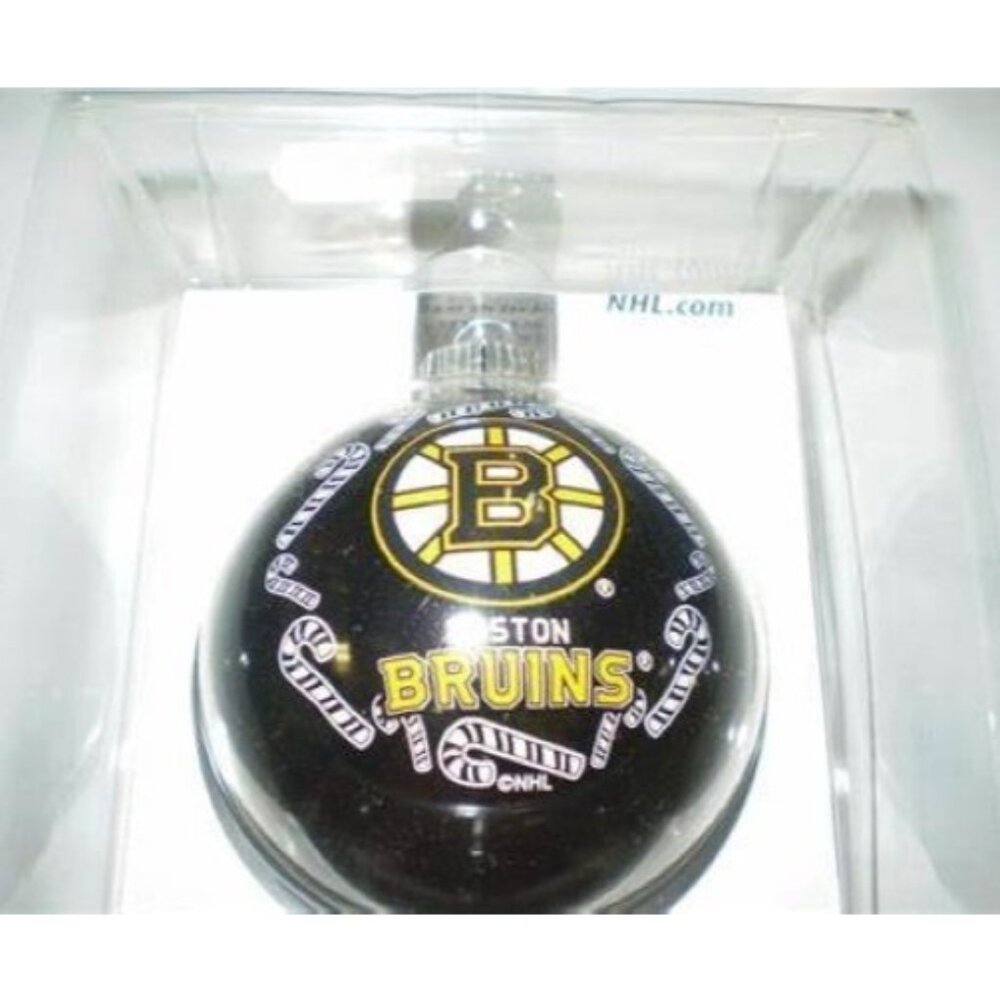 Boston Bruins Candy Cane Blown Glass Ball Ornament Collectible NHL New
